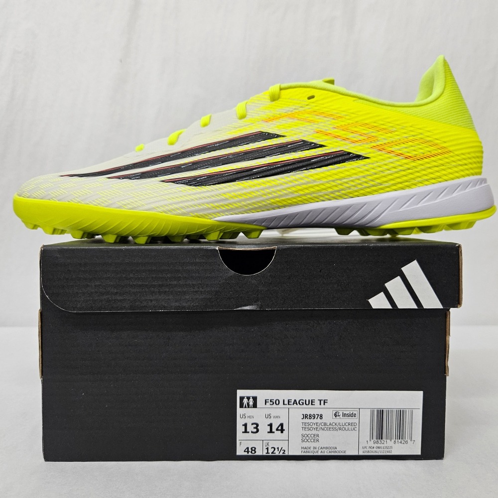 Adidas F50 League TF Turf Soccer Cleats JR8978 Solar Yellow Black Men Size 13